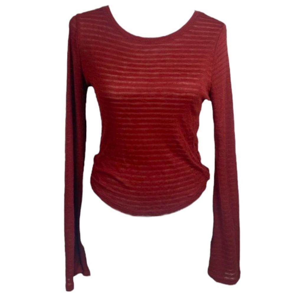 COTTON ON Women’s Long Sleeve Striped Shirt Red Size Extra Small